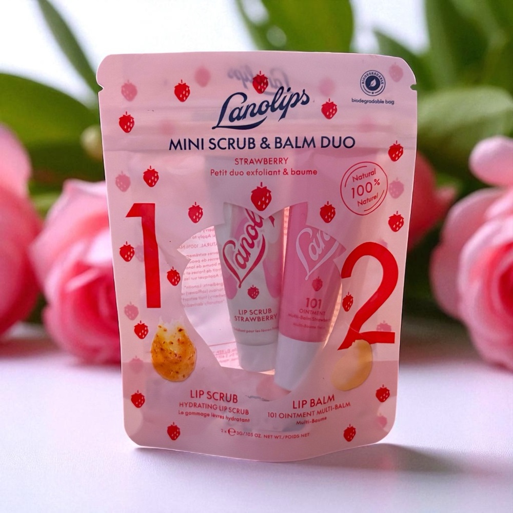 💎 Lanolips Lip Rituals Mini Scrub & Balm Duo in Strawberry New In Package